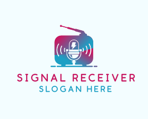 Microphone Radio Signal logo design