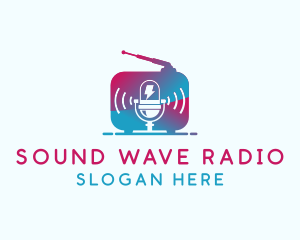 Radio - Microphone Radio Signal logo design