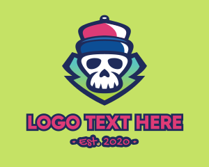 Skateboarding - Hip Hop Skull Graffiti logo design