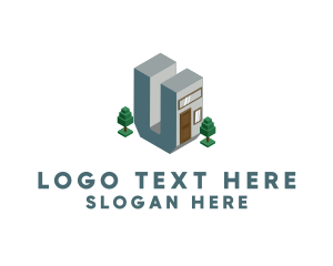 Real Estate - Modern Building Letter U logo design