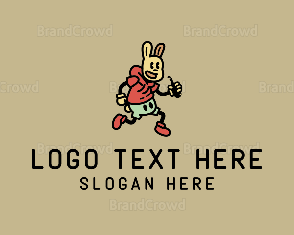 Hipster Drinking Bunny Logo