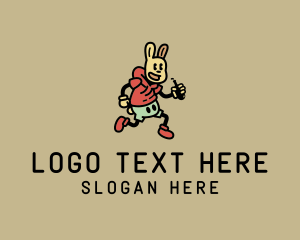 Cartoon - Hipster Drinking Bunny logo design