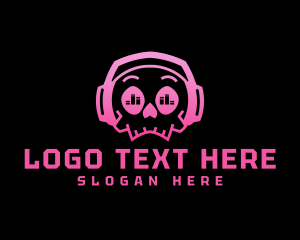 Clubbing - Neon Skull Music logo design