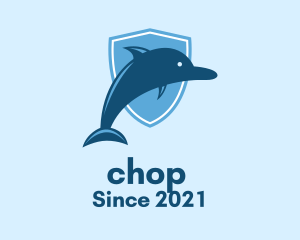 Sea Creature - Dolphin Shield Aquarium logo design