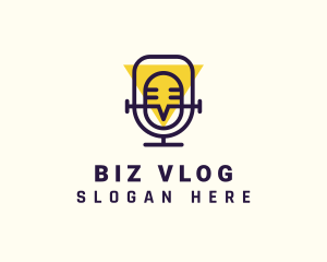 Vlog - Mic Sound Podcast logo design