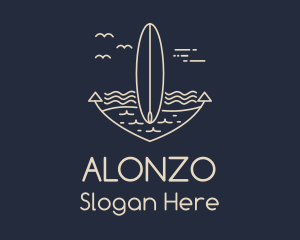 Monoline Anchor Surfboard logo design