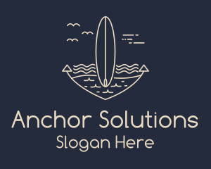 Anchor - Monoline Anchor Surfboard logo design