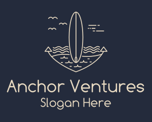 Anchor - Monoline Anchor Surfboard logo design