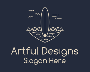 Monoline Anchor Surfboard logo design