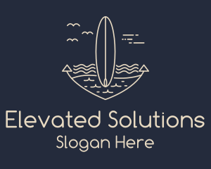 Monoline Anchor Surfboard logo design