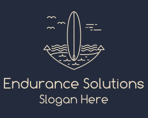 Monoline Anchor Surfboard logo design