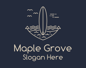 Monoline Anchor Surfboard logo design