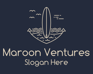 Monoline Anchor Surfboard logo design