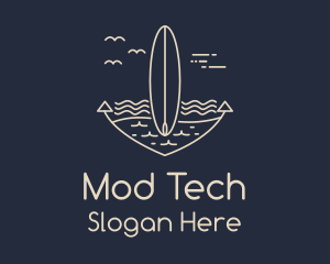 Monoline Anchor Surfboard logo design