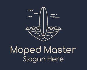 Monoline Anchor Surfboard logo design