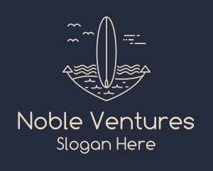 Monoline Anchor Surfboard logo design