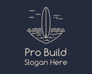 Monoline Anchor Surfboard logo design