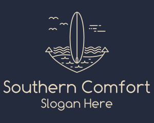 Monoline Anchor Surfboard logo design