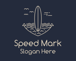 Monoline Anchor Surfboard logo design