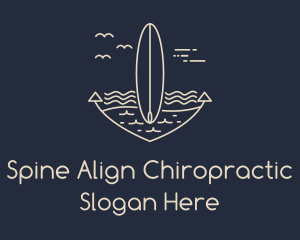 Monoline Anchor Surfboard logo design