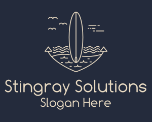 Monoline Anchor Surfboard logo design