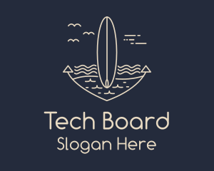 Monoline Anchor Surfboard logo design