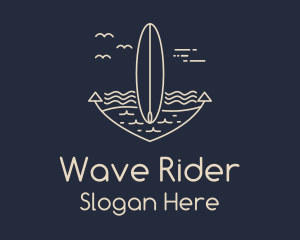 Surfboard - Monoline Anchor Surfboard logo design