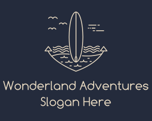 Monoline Anchor Surfboard logo design