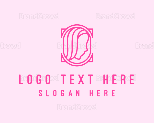 Pink Beautiful Woman Mirror Logo