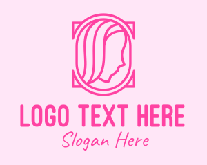 Women - Pink Beautiful Woman Mirror logo design