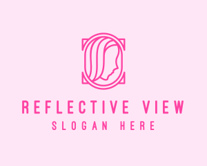 Mirror - Pink Beautiful Woman Mirror logo design