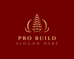 Pagoda Temple Architecture logo design