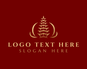 Landmark - Pagoda Temple Architecture logo design