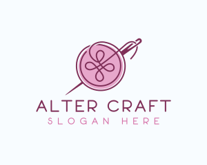 Sewing Needle Button logo design