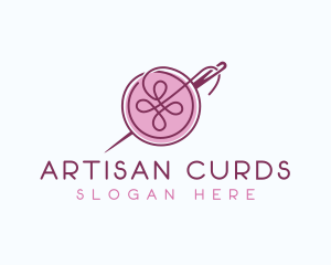 Sewing Needle Button logo design