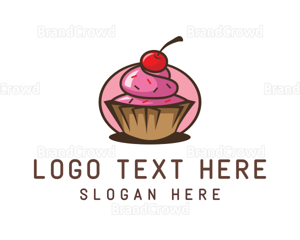 Cherry Cupcake Sweets Logo