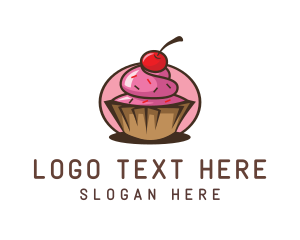 Cherry Cupcake Sweets Logo