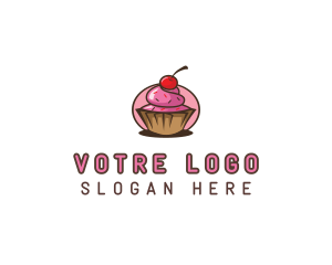 Cherry Cupcake Sweets Logo