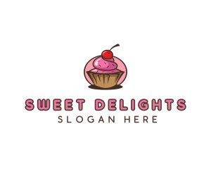 Cherry Cupcake Sweets logo design