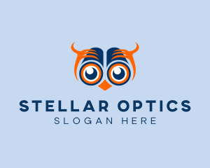 Telescope Eyes Owl logo design