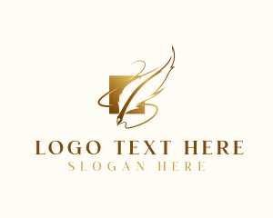 Pen - Luxury Quill Plume logo design
