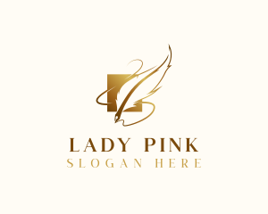 Negative Space - Luxury Quill Plume logo design