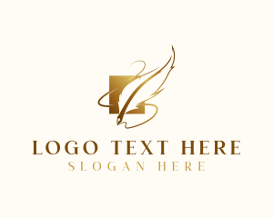 Diary - Luxury Quill Plume logo design