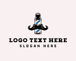 Hair Wax - Mustache Hipster Barber logo design