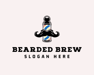 Mustache Hipster Barber logo design