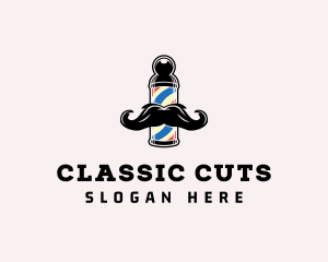 Mustache Hipster Barber logo design