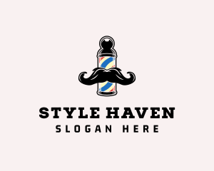 Mustache Hipster Barber logo design