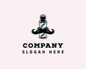 Signage - Mustache Hipster Barber logo design