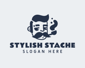 Hipster Smoking Pipe logo design