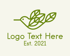 Sparrow - Green Bird Leaves logo design